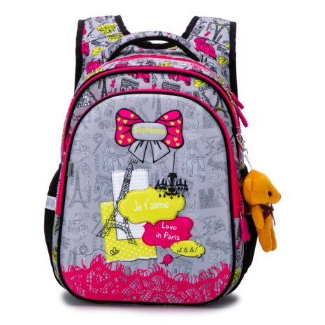 Рюкзак для дівчинки шкільний, R1-022, SkyName (Winner) 37*30*16 см, сіро-червоний