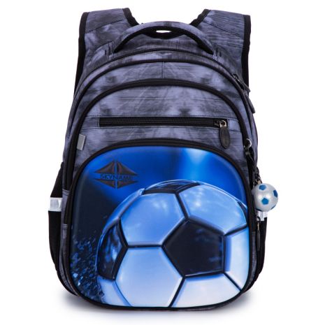 Для мальчика рюкзак школьный, R3-249 три отдела Winner One/SkyName размер: 30*18*37 см,серый с синим