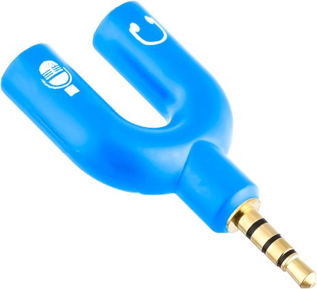 Розгалужувач для навушників та мікрофона Addap AJA-03, 3,5 мм Jack 3-pin на 4-pin | Аудіоадаптер, спліттер, блакитний