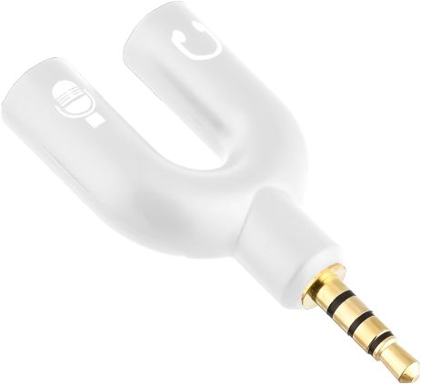 Разветвитель для наушников и микрофона Addap AJA-03, 3,5 мм Jack 3-pin на 4-pin | Аудиоадаптер, сплиттер, белый