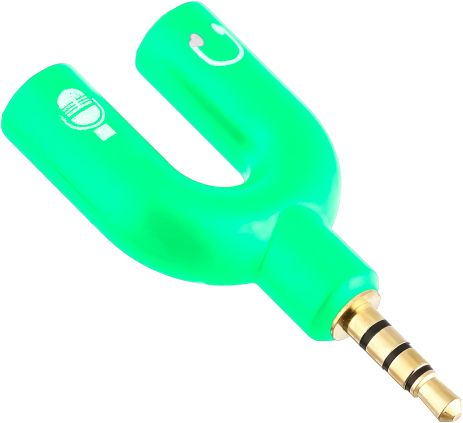 Разветвитель для наушников и микрофона Addap AJA-03, 3,5 мм Jack 3-pin на 4-pin | Аудиоадаптер, сплиттер, зеленый