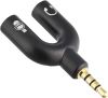 Разветвитель для наушников и микрофона Addap AJA-03, 3,5 мм Jack 3-pin на 4-pin | Аудиоадаптер, сплиттер, черный