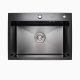 Кухонна мийка Platinum Handmade PVD 580х430х220 чорна (товщина 3,0/1,5 мм кошик та дозатор у комплекті)