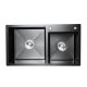 Кухонна мийка 78*43 PVD чорна на дві чаші Platinum Handmade HDB (круглий сифон, 3.0/0.8)