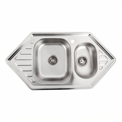 Кухонная мойка из нержавеющей стали Platinum 9550D (большая и малая чаша) САТИН (0,8/180 мм)