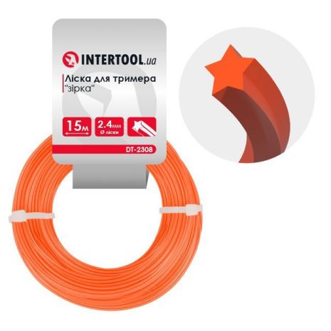 Леска для триммера "звезда", 2.4 мм*15 м INTERTOOL DT-2308