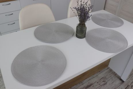 Сервірувальні килимки круглі (набір 6 шт одного кольору) Сріблястий