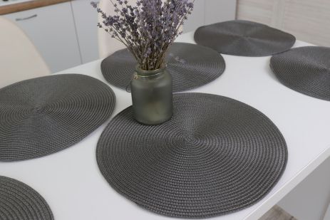Сервірувальні килимки круглі (набір 6 шт одного кольору) Темно-сірий