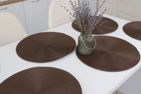 Сервірувальні килимки круглі (набір 6 шт одного кольору) Темно-коричневий