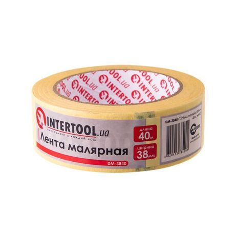 Стрічка малярська 38мм, 40м, жовта INTERTOOL DM-3840