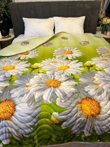 Одеяло літня з бавовняним наповненням євро Ромашки 200 х 215 см
