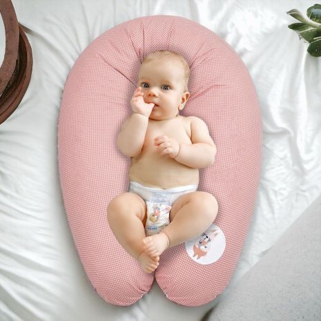 Подушка для беременных и кормления с карабином PAPAELLA 30х170 см горошек пудра (8-33266*004)