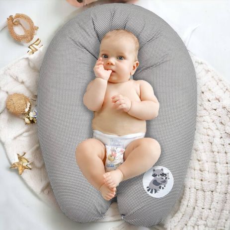 Подушка для беременных и кормления с карабином PAPAELLA 30х170 см серый горошек (8-33266*002)