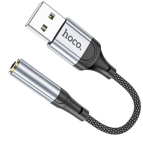 Аудіоадаптер, перехідник USB to miniJack 3.5mm Hoco LS36, зовнішня звукова карта для комп'ютера, ноутбука