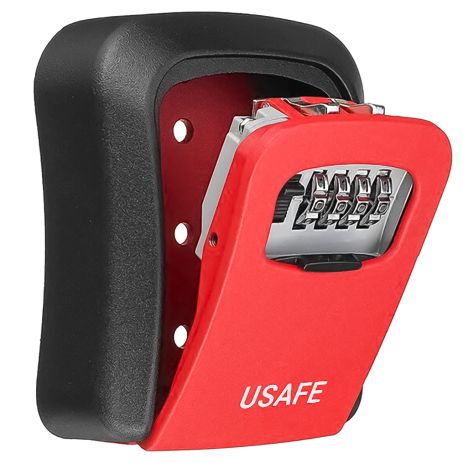 Антивандальний зовнішній сейф для ключів uSafe KS-03, з кодовим замком, настінний, Червоний