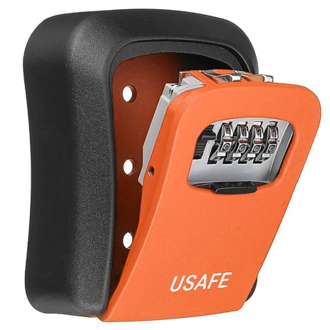 Антивандальный наружный мини сейф для ключей uSafe KS-03, с кодовым замком, настенный, Оранжевый