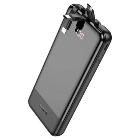 Power bank Hoco J114 10000mAh з дисплеєм + кабелю 3в1 Type-C/ Lightning/ MicroUSB black