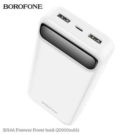 Повербанк Borofone BJ14A 20000 mAh 2USB 5V,2A/In: Type-C, micro-USB 5V,2A/LED indicator, white