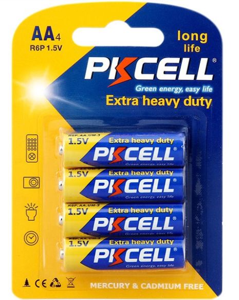 Батарейка сольова PKCELL 1.5V AA/R6, 4 штуки в блістері ціна за блістер, Q12/144