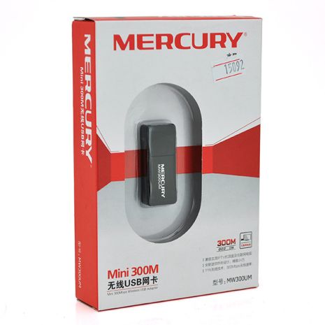 Бездротовий мережевий адаптер Wi-Fi-USB MERCURY mini MW300UM, 802.11bgn, 300MB, 2.4 GHz, WIN7 / XP / Vista /