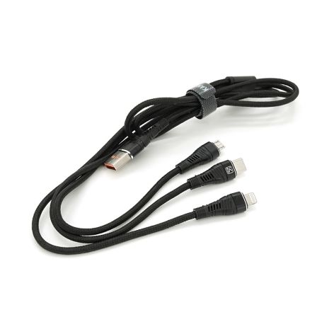 Кабель KSC-296 TUOYUAN charging data cable 3 in 1 Micro/Iphone/Type-C, длина 1м, Black, BOX