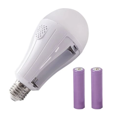 LED Лампа с аккумулятором аварийная цоколь (патрон E27/15W/3W от АКБ/2*18650/up to 4 Hours)