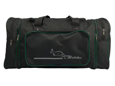 Дорожная сумка Wallaby на 2 отделения 365-3 черная с зеленым