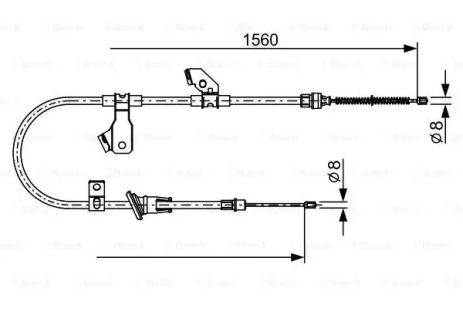 Трос ручного гальма MITSUBISHI COLT, SMART FORFOUR, BOSCH (1987482626)