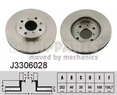 Диск тормозной OPEL AGILA, SUZUKI SPLASH, NIPPARTS (J3306028)