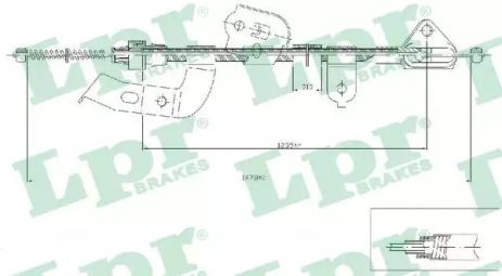 Трос ручного гальма TOYOTA AYGO, PEUGEOT 107, LPR (C0133B)