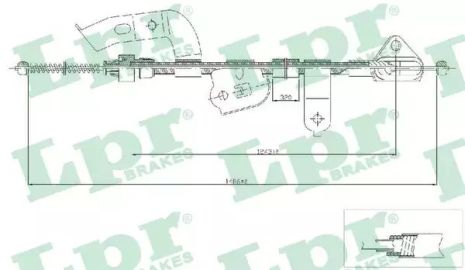 Трос ручного гальма TOYOTA AYGO, PEUGEOT 107, LPR (C0132B)