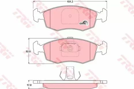 Комплект гальмівних колодок, дискове гальмо FIAT LINEA, TRW (GDB1383)