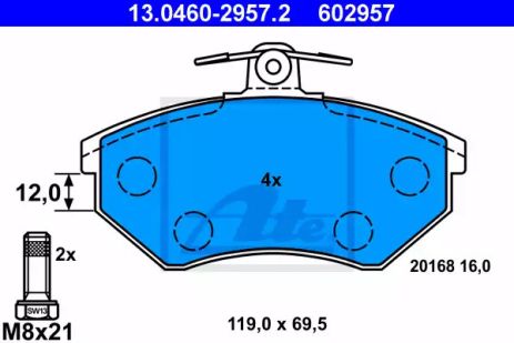 Комплект тормозных колодок, дисковый тормоз SEAT IBIZA, VW CORRADO, ATE (13046029572)