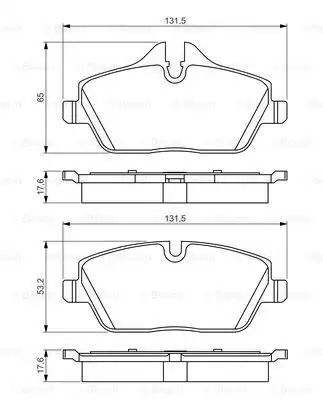 Комплект тормозных колодок, дисковый тормоз MINI MINI, BMW 2, BOSCH (0986495251)