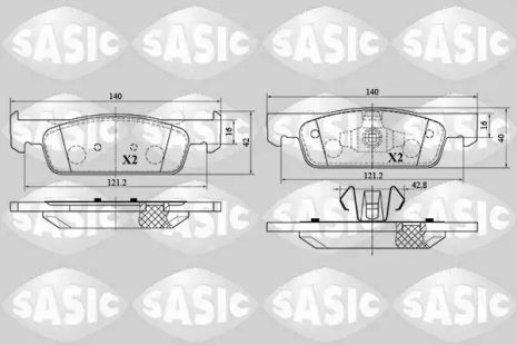 Комплект гальмівних колодок, дискове гальмо DACIA LOGAN, RENAULT TWINGO, Sasic (6214029)