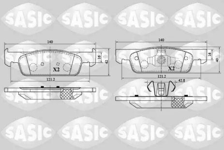 Комплект гальмівних колодок, дискове гальмо DACIA LOGAN, RENAULT TWINGO, Sasic (6214029)