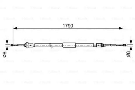 Трос ручного тормоза CITROËN C3, PEUGEOT 208, BOSCH (1987482495)