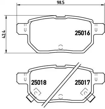 Комплект гальмівних колодок, дискове гальмо LEXUS CT, TOYOTA COROLLA, BREMBO (P83133)