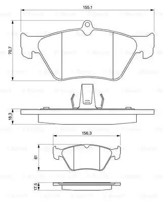 Комплект тормозных колодок, дисковый тормоз HOLDEN CALIBRA, OPEL OMEGA, BOSCH (0986461129)