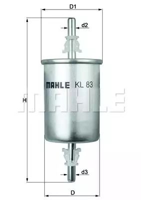 Фільтр паливний CADILLAC BLS, CHERY TIGGO, MAHLE/KNECHT (KL83)