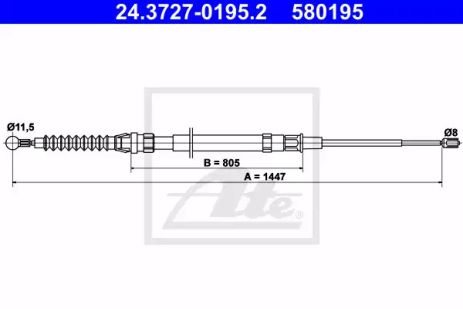 Трос ручного тормоза AUDI A3, SKODA YETI, ATE (24372701952)