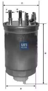 Фильтр топливный FIAT DOBLO, UFI (2441200)