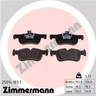 Комплект гальмівних колодок, дискове гальмо BMW 2, ZIMMERMANN (250141831)