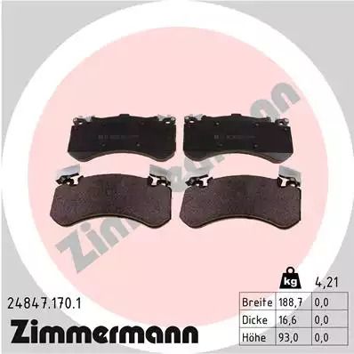 Комплект тормозных колодок, дисковый тормоз AUDI A6, ZIMMERMANN (248471701)
