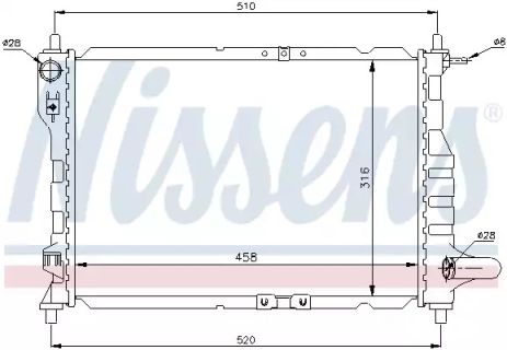 Радіатор охолодження двигуна CHEVROLET SPARK, NISSENS (61630)