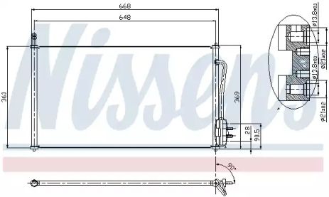 Радиатор, конденсор кондиционера FORD FOCUS, NISSENS (94432)