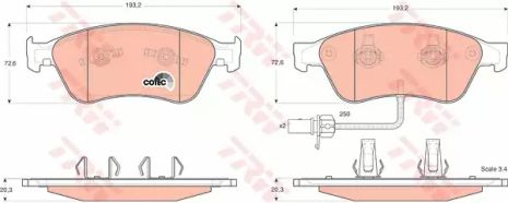 Комплект гальмівних колодок, дискове гальмо AUDI A6, VW PHAETON, TRW (GDB1553)