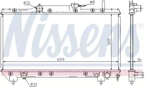 Радиатор охлаждения двигателя TOYOTA CARINA, NISSENS (64838A)