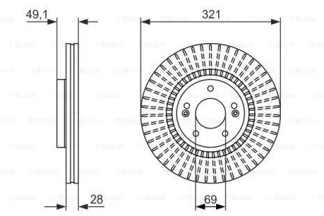 Диск гальмівний KIA SORENTO, HYUNDAI SANTA, BOSCH (0986479786)