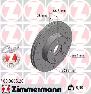 Диск гальмівний MERCEDES-BENZ C-CLASS, ZIMMERMANN (400366520)